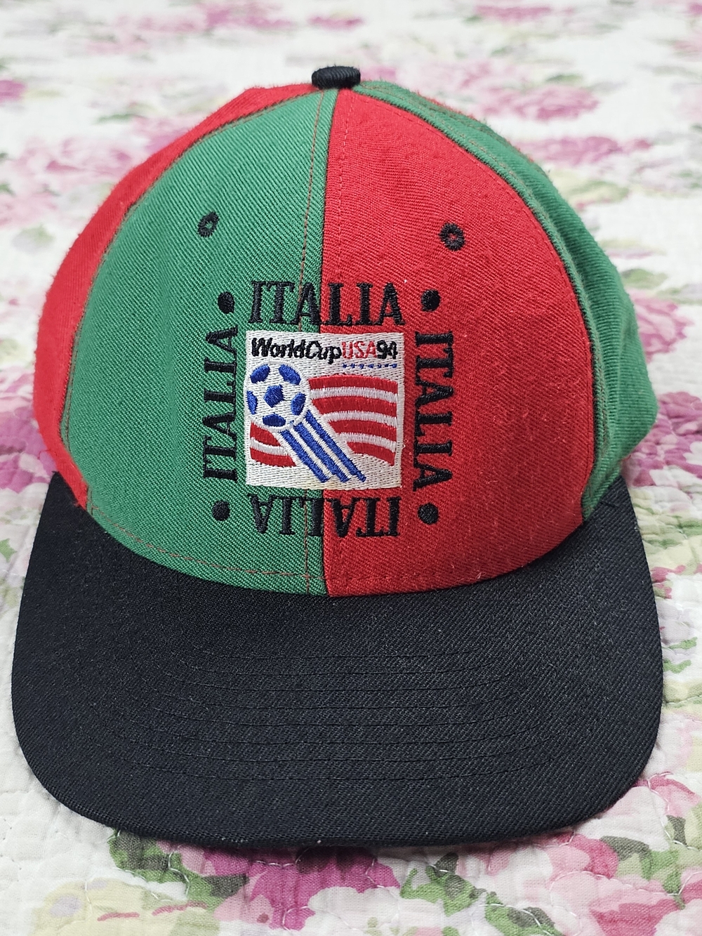 Vintage Nutmeg Italy Team World Cup 1994 Soccer Snapback Cap Green Red Black